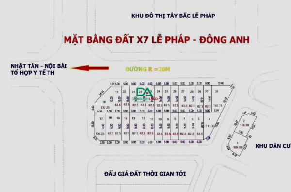 Bán đất đấu giá X7 Lễ Pháp Tiên Dương Đông Anh đường 20m giá tốt