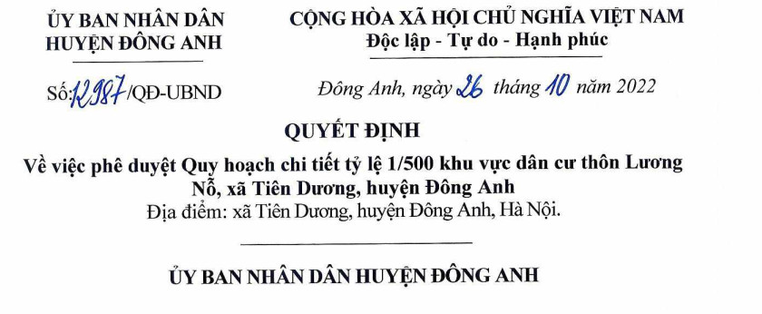 Kiểm tra quy hoạch 1/500 huyện Đông Anh thành phố Hà Nội
