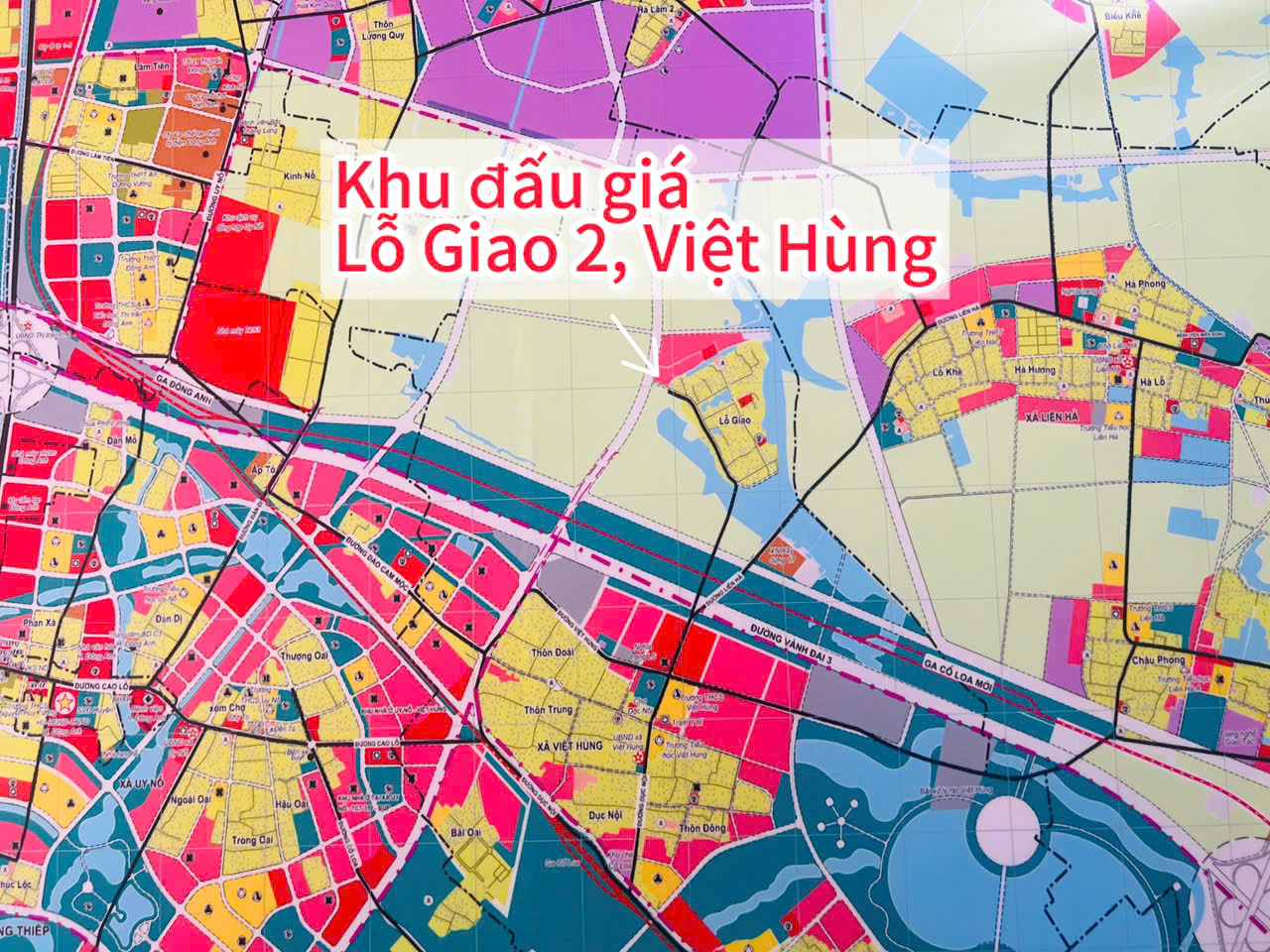 Sơ đồ và vị trí khu đất đấu giá Lỗ Giao 2, Việt Hùng, Đông Anh.