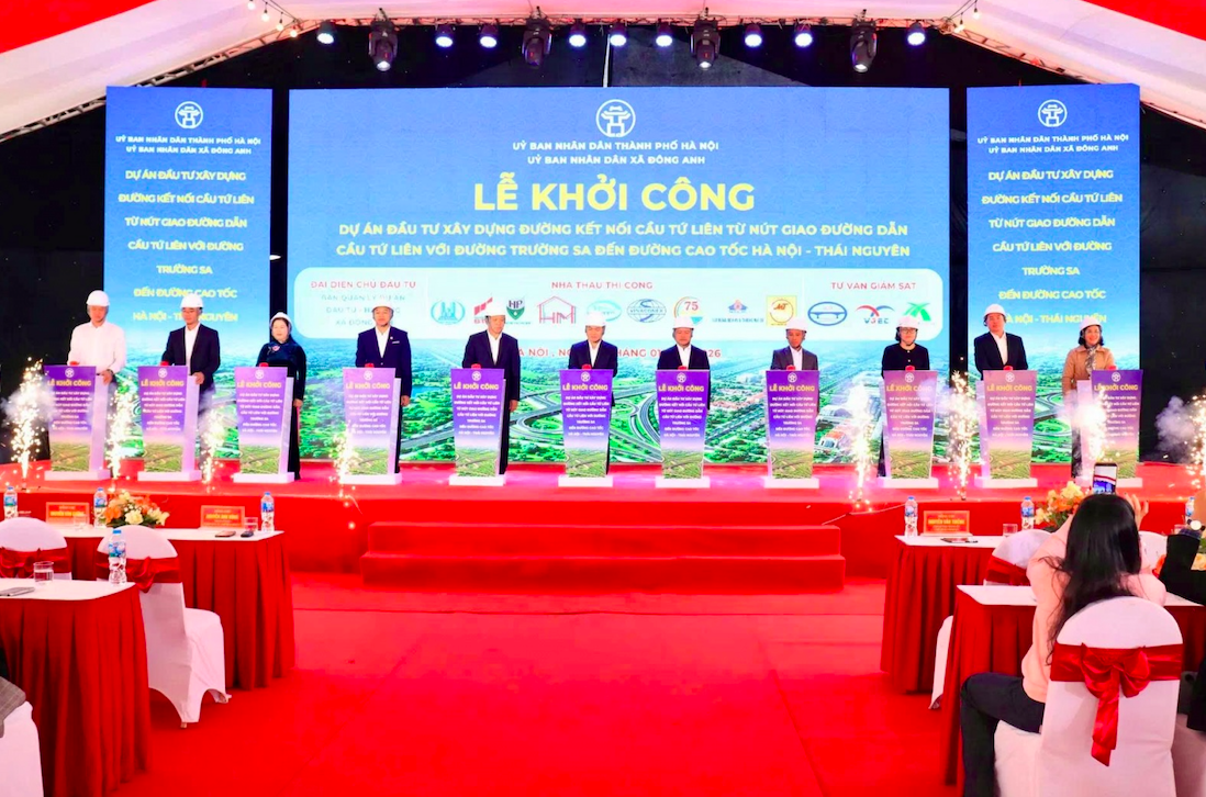 Xã Đông Anh khởi công tuyến đường kết nối cầu Tứ Liên vốn gần 5.000 tỷ 