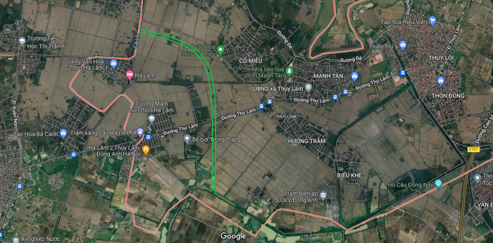 Đường có thể được mở tại xã Thụy Lâm, huyện Đông Anh, thành phố Hà Nội.